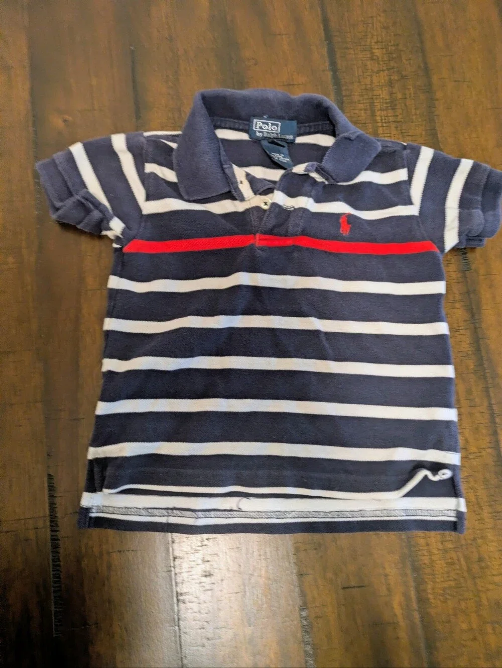 Ralph Lauren Navy, White & Red Striped Polo Shirt
